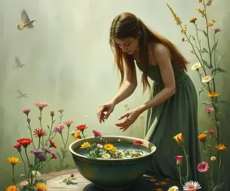 Lavagem com flores